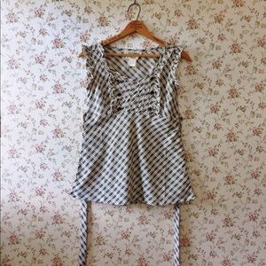 Shop With Velocity Plaid Sleeveless Ruffle Top